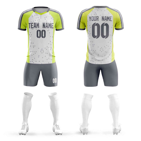 Custom White Gray Breathable Sport Soccer Sets Jersey