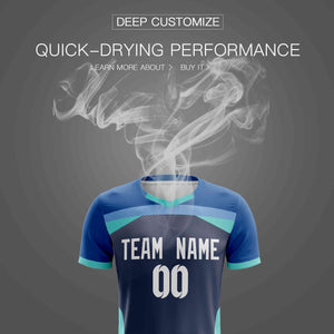 Custom Navy Breathable Sport Soccer Sets Jersey