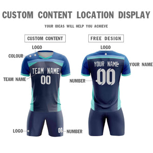 Custom Navy Breathable Sport Soccer Sets Jersey