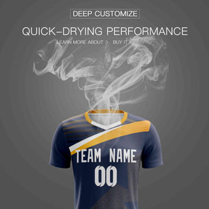 Custom Navy Orange Breathable Sport Soccer Sets Jersey