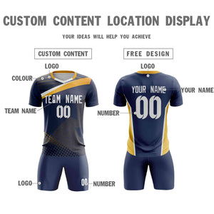 Custom Navy Orange Breathable Sport Soccer Sets Jersey