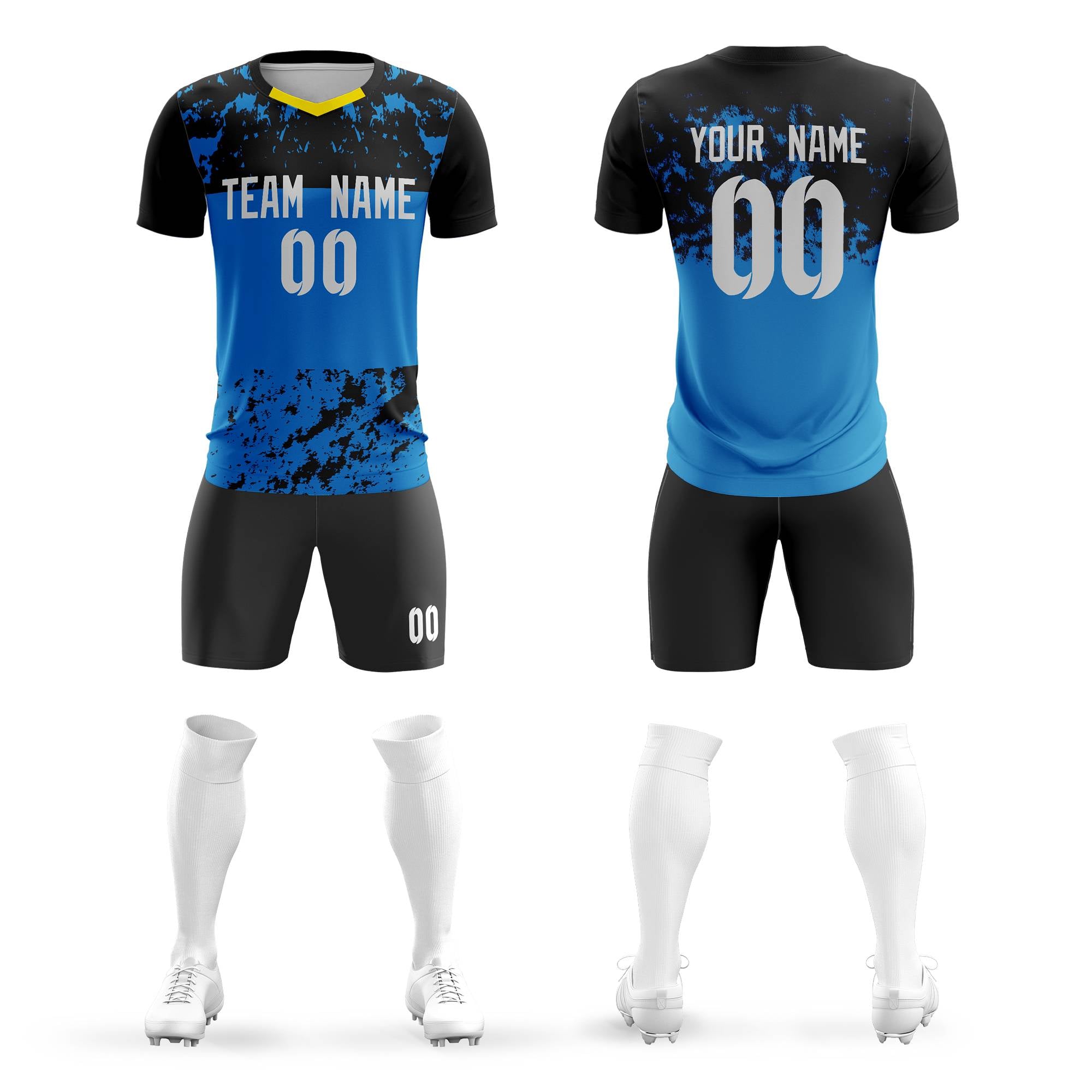 Custom Royal White Breathable Sport Soccer Sets Jersey