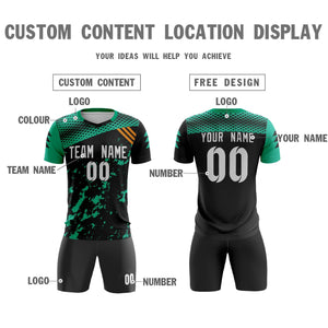 Custom Black White Green Breathable Sport Soccer Sets Jersey