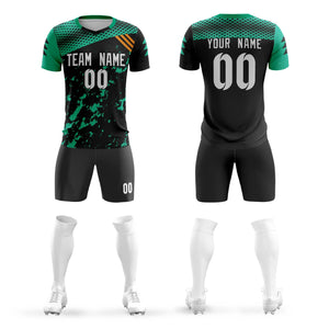 Custom Black White Green Breathable Sport Soccer Sets Jersey