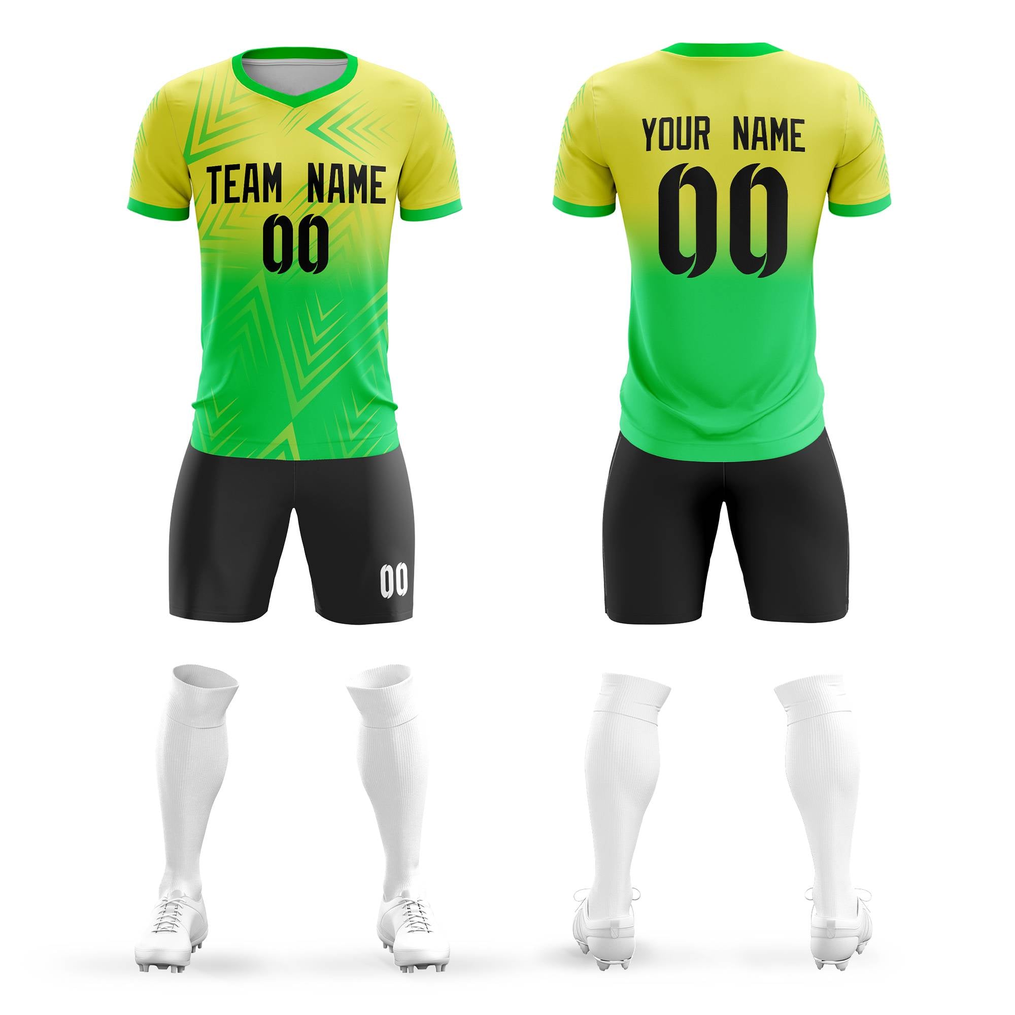 Custom Green Black Outdoor Sport Soccer Sets Jersey