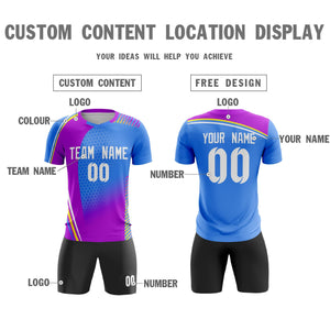 Custom Light Blue White Outdoor Sport Soccer Sets Jersey