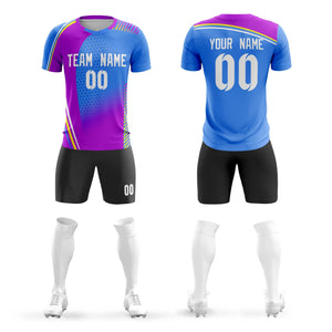 Custom Light Blue White Outdoor Sport Soccer Sets Jersey