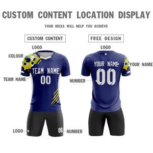 Custom Navy White Outdoor Sport Soccer Sets Jersey