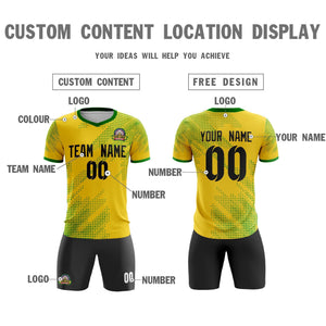 Custom Yellow Black Casual Sport Soccer Sets Jersey