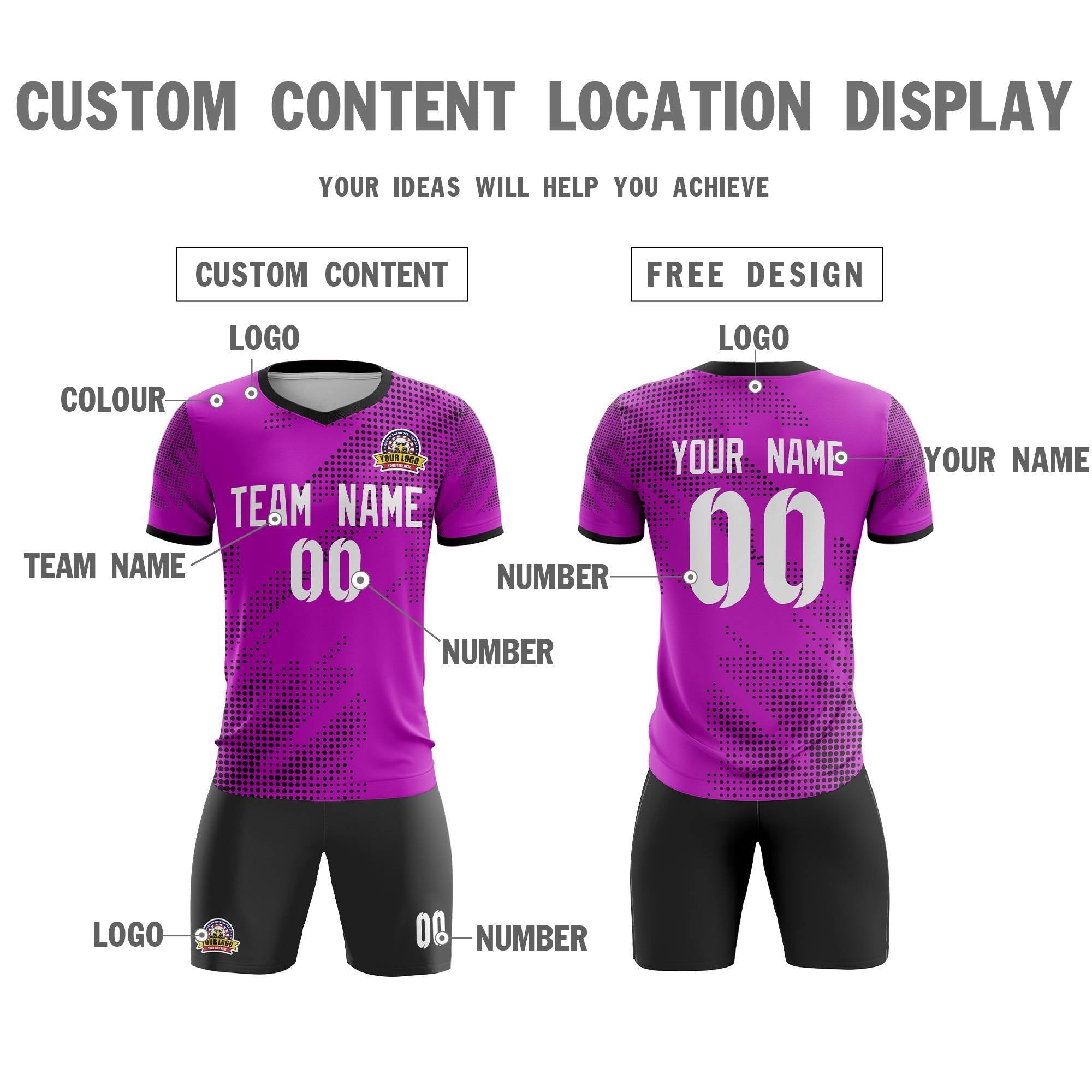 Custom Purple White Casual Sport Soccer Sets Jersey