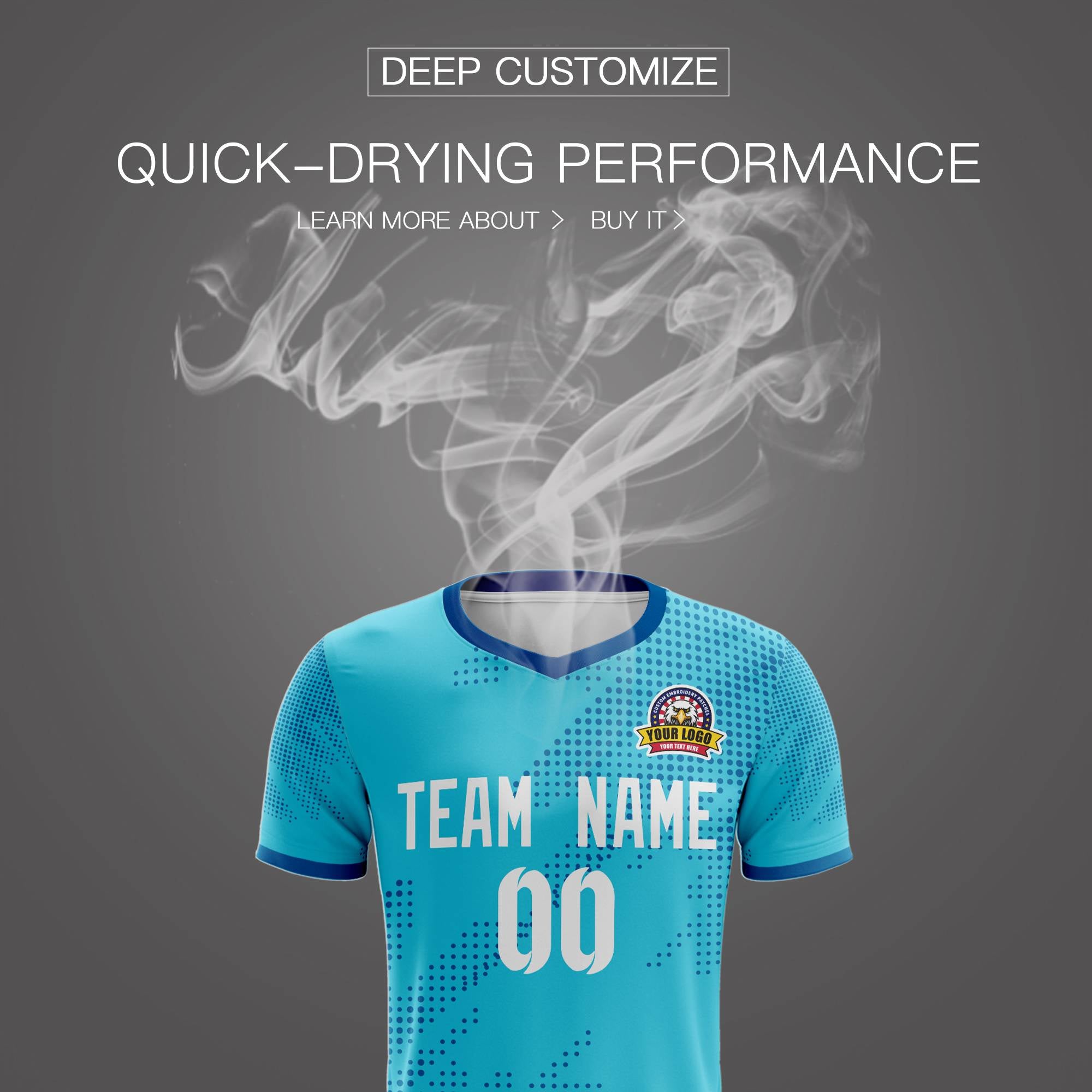 Custom Light Blue White Casual Sport Soccer Sets Jersey