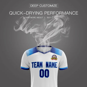 Custom White Royal Casual Sport Soccer Sets Jersey