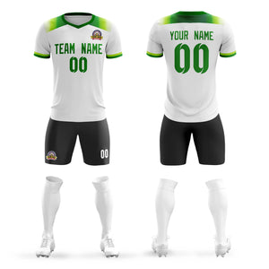 Custom White Green Casual Sport Soccer Sets Jersey