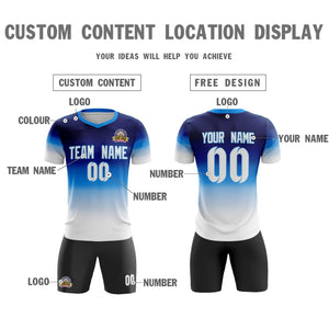 Custom Royal White Casual Sport Soccer Sets Jersey