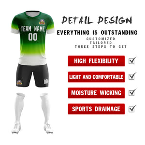 Custom Green White Casual Sport Soccer Sets Jersey