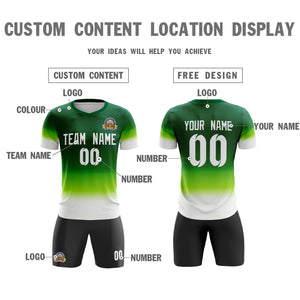 Custom Green White Casual Sport Soccer Sets Jersey