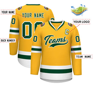 Maillot de hockey de style classique or vert-blanc personnalisé