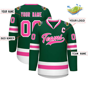 Maillot de hockey de style classique vert rose-blanc personnalisé