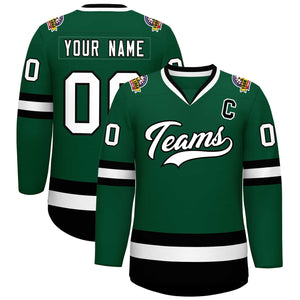 Custom Green White-Black Classic Style Hockey Jersey