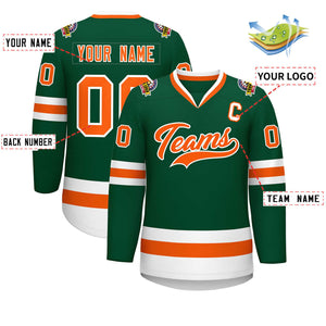 Custom Green Orange-White Classic Style Hockey Jersey