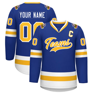 Custom Royal Gold-White Classic Style Hockey Jersey