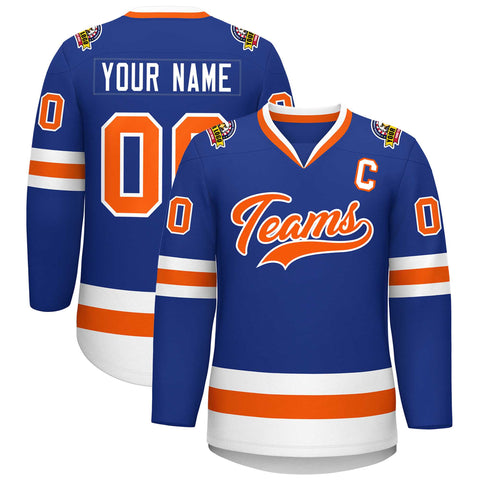 Custom Royal Orange-White Classic Style Hockey Jersey