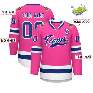 Maillot de hockey de style classique rose royal-blanc personnalisé