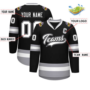 Maillot de hockey de style classique personnalisé noir blanc noir-gris