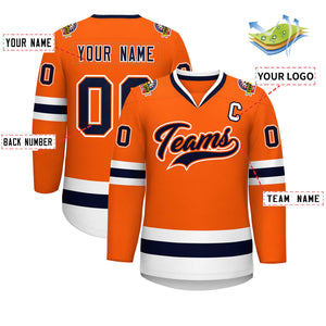 Custom Orange Navy Orange-White Classic Style Hockey Jersey