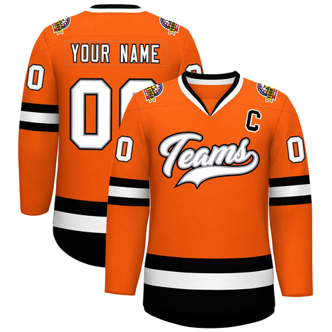 Custom Orange White Gray-Black Classic Style Hockey Jersey