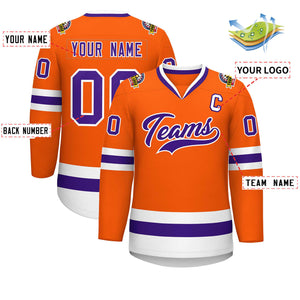 Maillot de hockey de style classique orange violet-blanc personnalisé