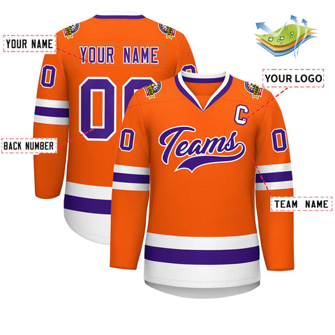Custom Orange Purple-White Classic Style Hockey Jersey