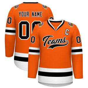 Custom Orange Black-White Classic Style Hockey Jersey