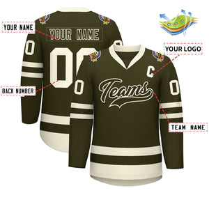 Custom Olive Olive-Khaki Classic Style Hockey Jersey