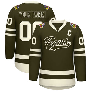 Custom Olive Olive-Khaki Classic Style Hockey Jersey