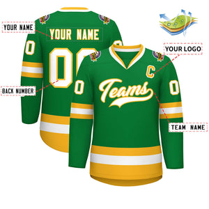 Maillot de hockey de style classique Kelly vert blanc-or personnalisé