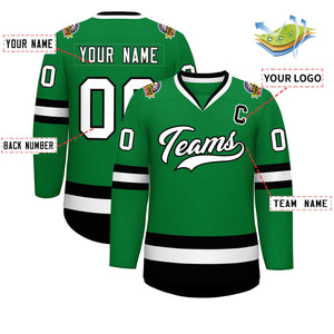 Maillot de hockey de style classique Kelly vert blanc-noir personnalisé