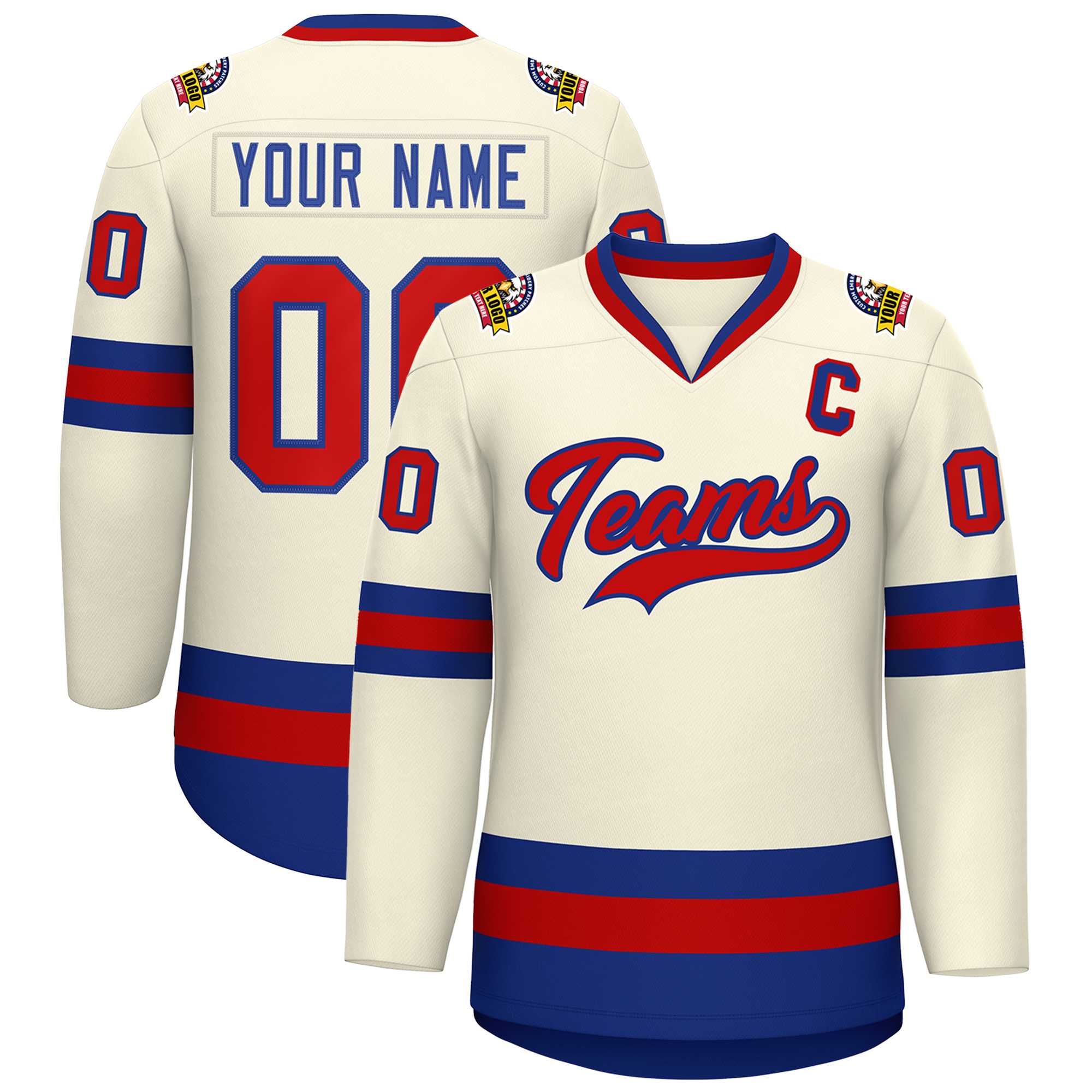 Custom Khaki Red-Royal Classic Style Hockey Jersey