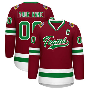 Maillot de hockey personnalisé Crimson Kelly vert-blanc de style classique