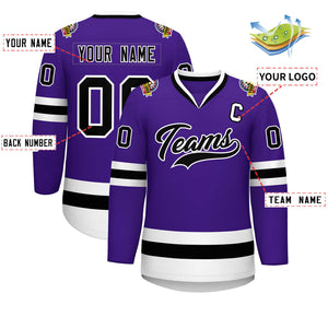 Maillot de hockey de style classique violet noir-blanc personnalisé