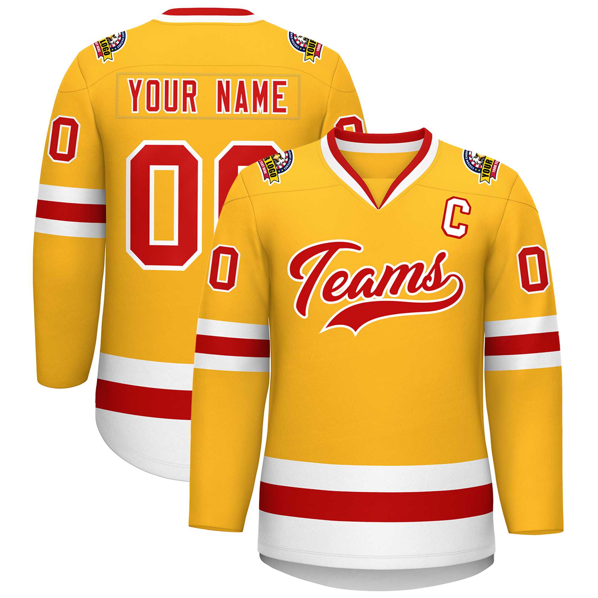 Maillot de hockey de style classique rouge-blanc personnalisé