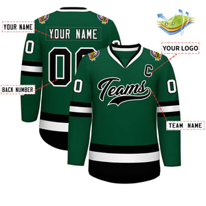 Maillot de hockey de style classique vert noir-blanc personnalisé