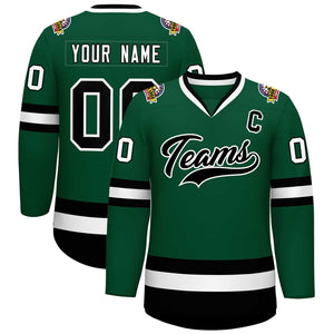 Maillot de hockey de style classique vert noir-blanc personnalisé