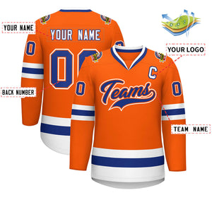 Custom Orange Royal Orange-White Classic Style Hockey Jersey