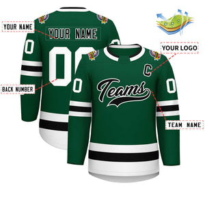 Custom Green Black-White Classic Style Hockey Jersey