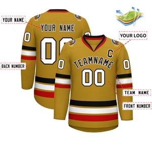 Custom Old Gold Black-White Classic Style Hockey Jersey