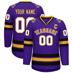 Maillot de hockey de style classique personnalisé violet or violet-blanc