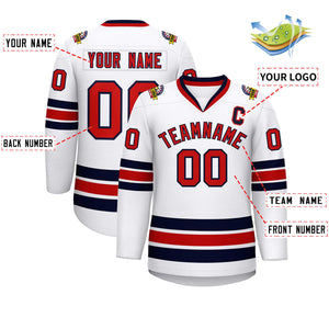 Custom White Red-Navy Classic Style Hockey Jersey