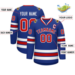 Custom Royal Red-White Classic Style Hockey Jersey