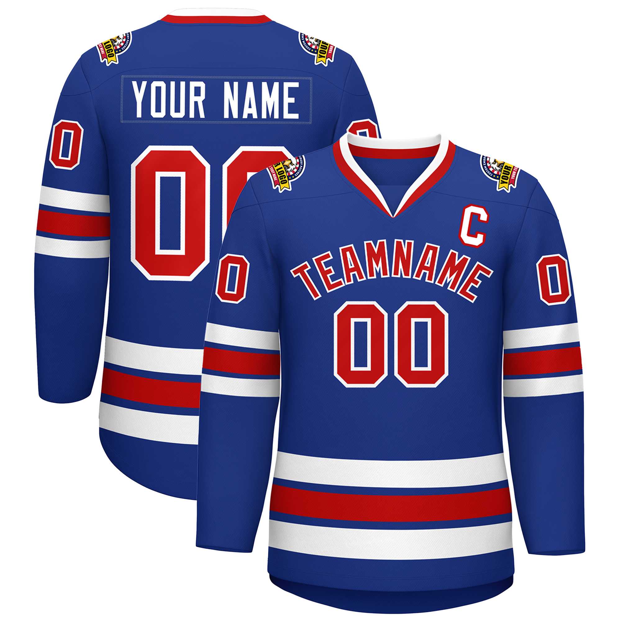 Custom Royal Red-White Classic Style Hockey Jersey